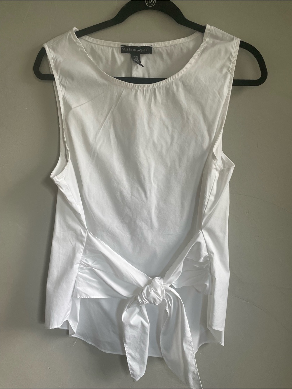 Saks Fifth Avenue White Tie-Front Sleeveless Top